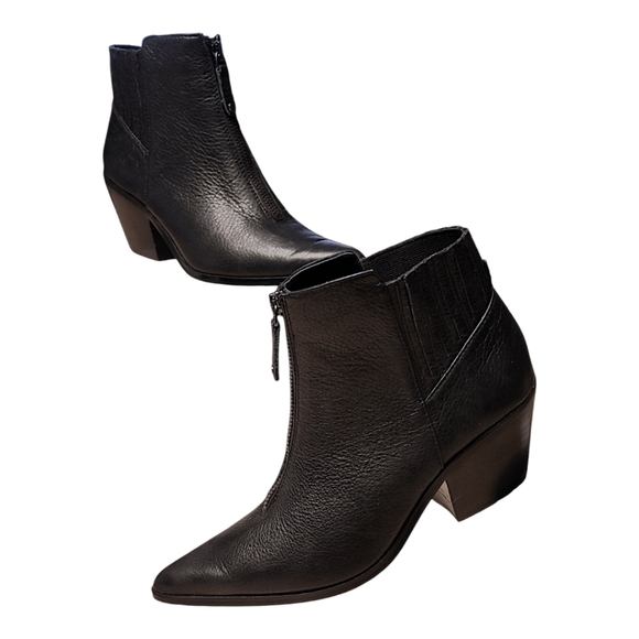 ANTHROPOLOGIE, Avec Les Fellis, Size 6.5 Zip Upp Black Leather Bootie, Euc - Picture 7 of 14